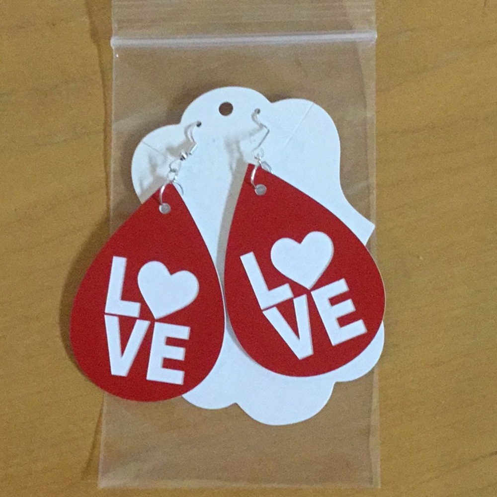 Laser cut 2-1/2”(red)teardrop dangling earrings